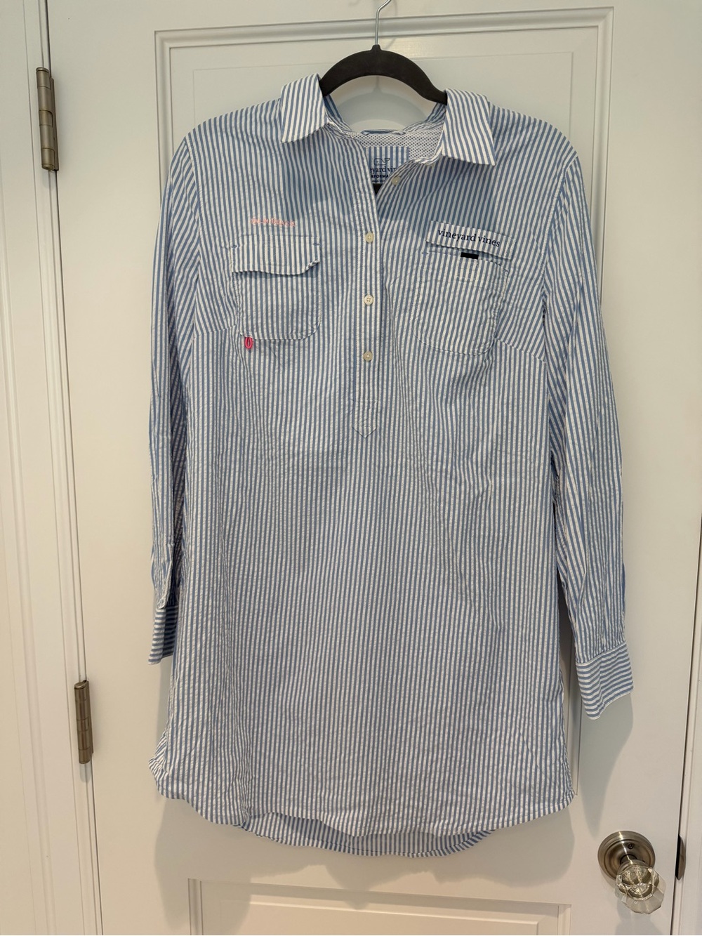 Vineyard Vines Harbor Stripe Searsucker Cover Up PalmBeach Shirt Dress - Picture 4 of 8